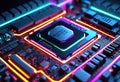 Neon Glowing Motherboard of CPU