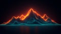 Neon glowing mountains with a dark background. Royalty Free Stock Photo