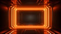 Neon Glowing Orange Laser Frame Futuristic Sci Fi Retro Light On Grunge Room Dance. generative ai