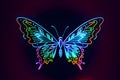 Neon glowing outlined illustration of colorful butterfly Royalty Free Stock Photo