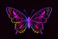 Neon glowing outlined illustration of colorful butterfly Royalty Free Stock Photo