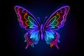 Neon glowing outlined illustration of colorful butterfly Royalty Free Stock Photo