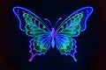 Neon glowing outlined illustration of butterfly Royalty Free Stock Photo