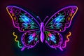 Neon glowing outlined illustration of butterfly Royalty Free Stock Photo