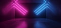 Neon Glowing Plasma Retro Cyber Virtual Purple Blue Luminous Fluorescent Tube Lights Abstract Grunge Concrete Tunnel Room Sci Fi Royalty Free Stock Photo