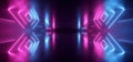 Neon Glowing Plasma Retro Cyber Virtual Purple Blue Luminous Fluorescent Tube Lights Abstract Grunge Concrete Tunnel Room Sci Fi Royalty Free Stock Photo