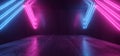 Neon Glowing Plasma Retro Cyber Virtual Purple Blue Luminous Fluorescent Tube Lights Abstract Grunge Concrete Tunnel Room Sci Fi