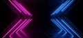 Neon Glowing Purple Blue Vibrant Sci Fi Futuristic Stage Podium Construction Metal Triangle Concrete Grunge Reflective Dark Night