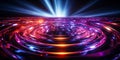 neon glowing spiral shape on dark background generative AI Royalty Free Stock Photo
