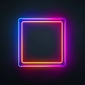 Neon glowing square on back background, template for design, ai generated Royalty Free Stock Photo