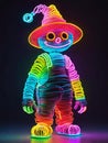 neon glowing strawman in neon light Royalty Free Stock Photo