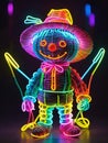 neon glowing strawman in neon light Royalty Free Stock Photo