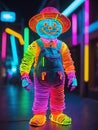 neon glowing strawman in neon light Royalty Free Stock Photo