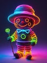 neon glowing strawman in neon light Royalty Free Stock Photo