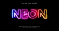 Neon glowing Style 3D editable text effect Template Royalty Free Stock Photo