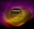 Neon glowing techno hexagon shape lines, hi-tech futuristic abstract background, landing page template Royalty Free Stock Photo