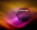 Neon glowing techno hexagon shape lines, hi-tech futuristic abstract background, landing page template Royalty Free Stock Photo