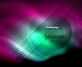 Neon glowing techno lines, hi-tech futuristic abstract background template with circles, landing page template Royalty Free Stock Photo