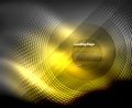 Neon glowing techno lines, hi-tech futuristic abstract background template with circles, landing page template Royalty Free Stock Photo