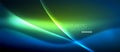 Neon glowing wave, magic energy and light motion background Royalty Free Stock Photo