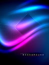 Neon glowing wave, magic energy and light motion background. Vector illustration Royalty Free Stock Photo