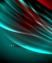 Neon glowing wave, magic energy and light motion background. Vector wallpaper template Royalty Free Stock Photo