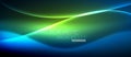 Neon glowing wave, magic energy and light motion background Royalty Free Stock Photo