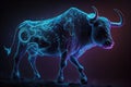 Neon glowing zodiac art constellation taurus. Generative AI