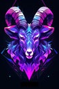 Neon Goat Illustration. created by generative artificial intelligence Royalty Free Stock Photo