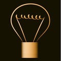 Neon golden light bulb, black background Royalty Free Stock Photo