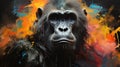 Neon Gorilla: Vibrant Oil Painting with Bold Brushstrokes