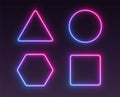 Neon gradient frames, glowing borders set, colorful futuristic UI design elements. Royalty Free Stock Photo