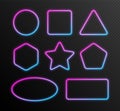 Neon gradient frames set, collection of blue-pink glowing borders isolated on a dark background. Royalty Free Stock Photo