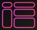 Neon gradient frames set, collection of pink-red glowing rounded rectangle borders. Colorful illuminated banners. Royalty Free Stock Photo