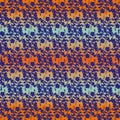Neon gradient melange texture with houndstooth effect vector pattern background. Abstract orange, indigo, blue backdrop