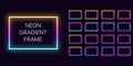 Neon gradient rectangle Frame with copy space. Templates set of Neon gradient rectangular Border