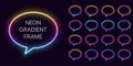 Neon gradient Speech bubble Frame with copy space. Templates set of Neon gradient dialogue Border