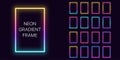 Neon gradient vertical rectangle Frame with copy space. Templates set of Neon gradient rectangular Border