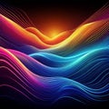 Neon Gradient Waves Ã¢â¬\' Smooth transitions of neon colors resemb Royalty Free Stock Photo
