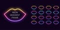 Neon gradient Woman lips Frame with copy space. Templates set of Neon gradient lips Border