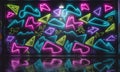 Neon Graffiti Wall Royalty Free Stock Photo