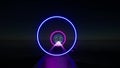 Neon graphic abstract modern circle Digital Network concept tunnel