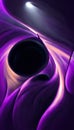 Neon graphic glowing waves light curve purple hole