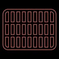 Neon grating grate lattice trellis net mesh BBQ grill grilling surface rectangle shape roundness red color vector illustration