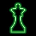 Neon green contour chess figure king on a black background