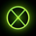 a neon green cross symbol on a black background Royalty Free Stock Photo