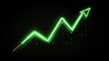 Green Neon Arrow Chart Going Up, Digital Business Growth, Stock Market Success Royalty Free Stock Photo