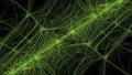 Neon Green Network Lines on Black Background Royalty Free Stock Photo