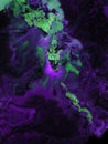 Neon green and purple creative painting, abstract hand painted background, marble texture