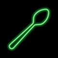 Neon green spoon silhouette on a black background